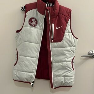 Logoed Grey and red FSU team Nike puffer vest